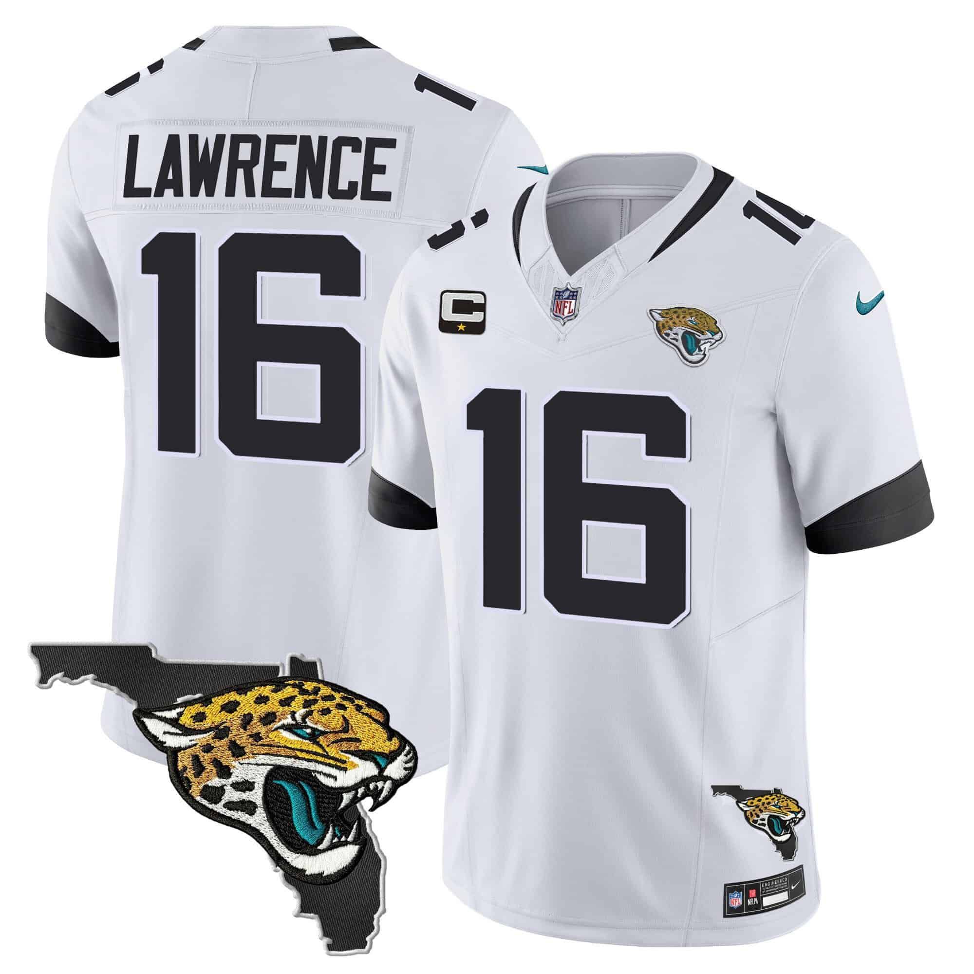 Men Jacksonville Jaguars 16 Lawrence White 2024 Nike Florida Patch Vapor NFL Jersey